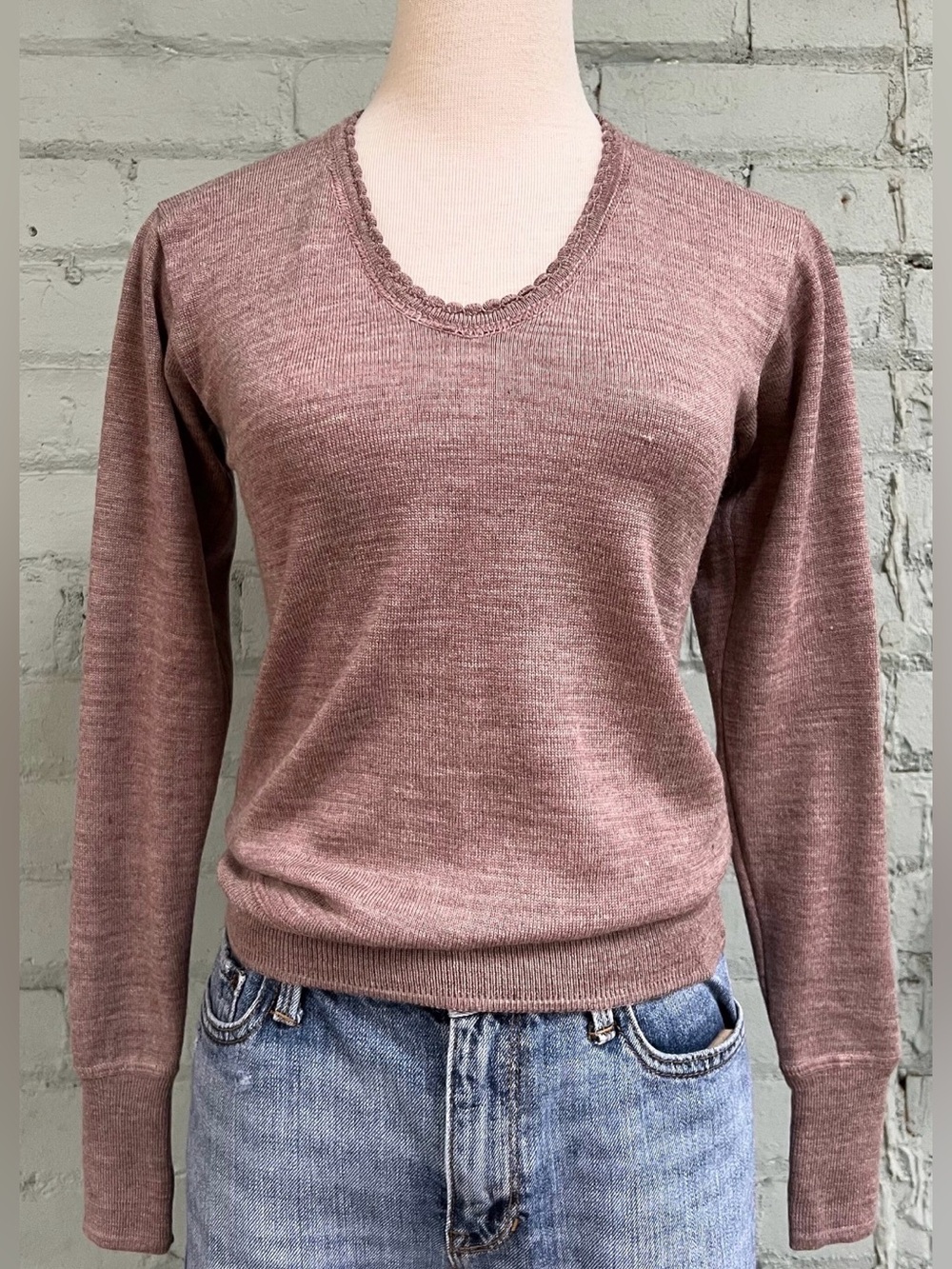 Vintage Beige V-Neck Sweater